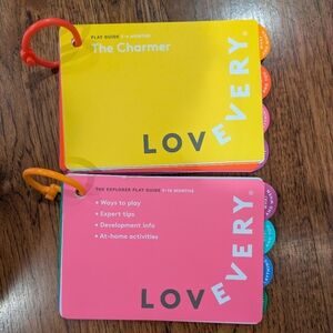 Lovevery The Charmer 3-4 Mo and Explorer 9-10 Mo Play Guides - Yellow and Pink